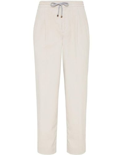 Brunello Cucinelli Pleat-detailing Cotton Trousers - White
