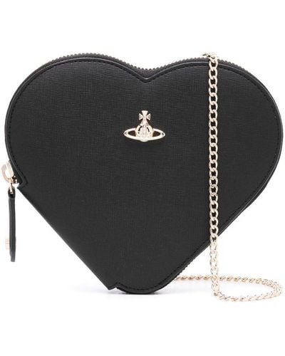 Vivienne Westwood Heart Saffiano-leather Crossbody Bag - Black
