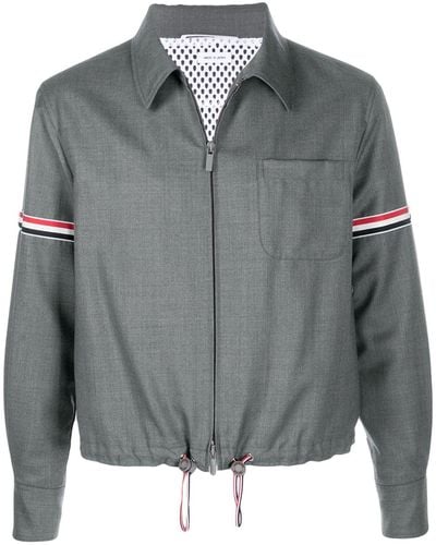 Thom Browne Veste zippée à rayures - Gris