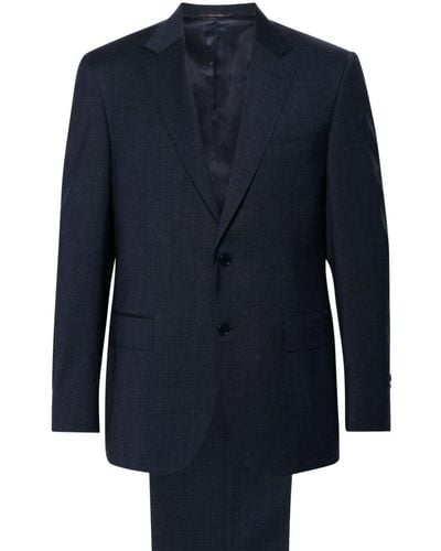 Canali Basket Weave-print Wool Suit - Blue