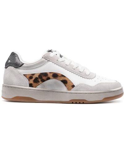 Bimba Y Lola Leopard-print Paneled Sneakers - White
