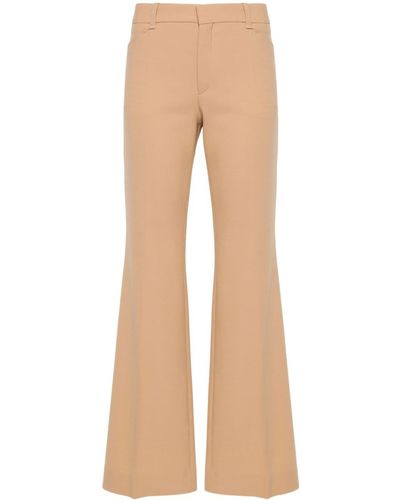 Chloé Wool-blend Flared Trousers - Natural