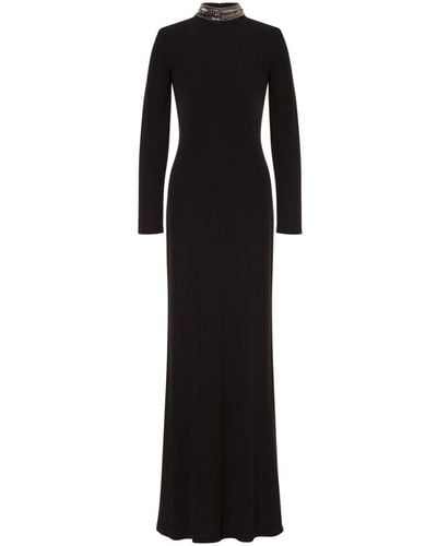Alberta Ferretti Crystal-embellished Crepe Gown - Black