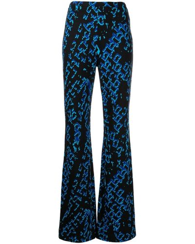 Diane von Furstenberg Pantalon Brooklyn à imprimé graphique - Bleu