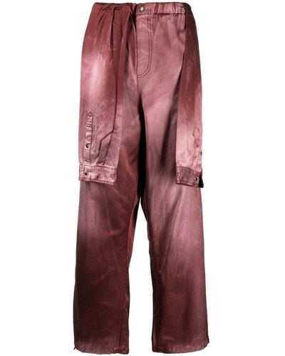 Maison Mihara Yasuhiro Pantalones con efecto cepillado - Rojo