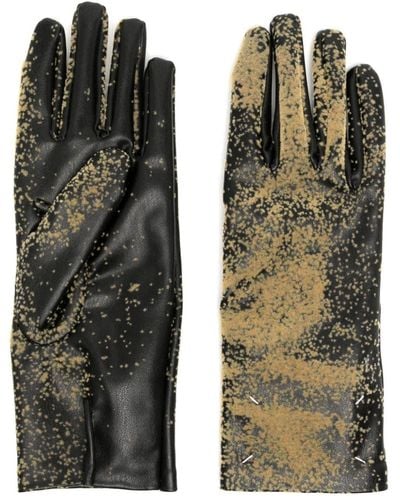 Maison Margiela Sandstorm Paint-splatter Faux-leather Gloves - Black