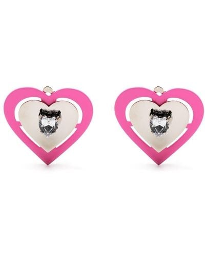 Safsafu Neon Heart-shaped Earrings - Pink