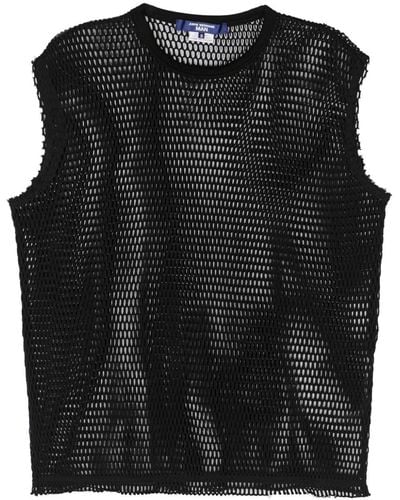 Junya Watanabe Open-knit Cotton Tank Top - Black