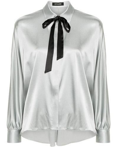 Styland Satin Silk Shirt - Grey