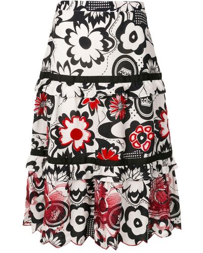 Amir Slama Floral-print Tiered Skirt