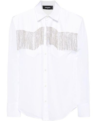 DSquared² Rhinestone-embellished Semi-cheer Shirt - White