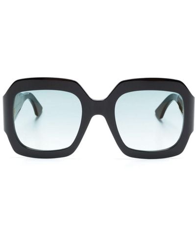 Cartier Enamelled-logo Geometric-frame Sunglasses - Blue