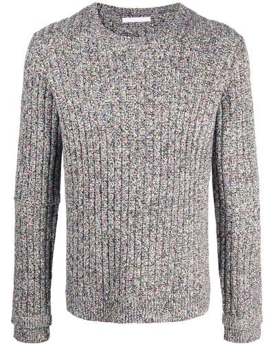 Helmut Lang Ribbed Speckle Knit Sweater - Gray