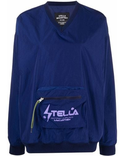 Stella McCartney V-neck Pouch Pocket Sweatshirt - Blue