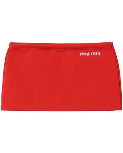 Miu Miu Minifalda con logo bordado - Rojo