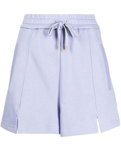 Lorena Antoniazzi Logo-embroidery Cotton Track Shorts - Blue