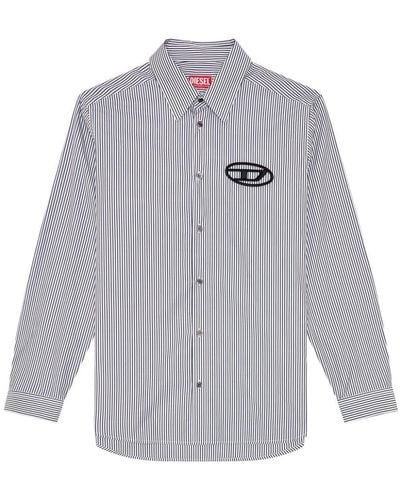 DIESEL S-simply-e Striped Cotton Shirt - Grey