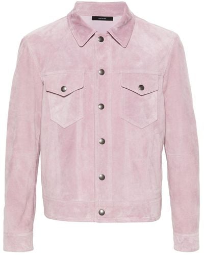 Tom Ford Pink Suede Shirt Jacket - Men's - Calf Suede/cotton/cupro