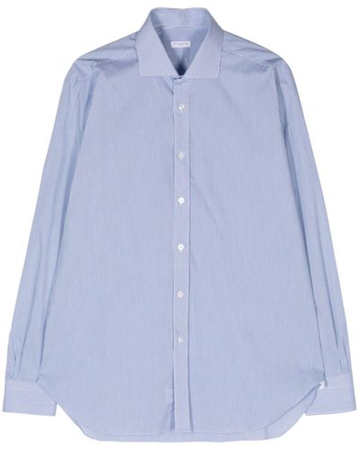 Barba Napoli Pinstriped Cotton-blend Shirt - Blauw