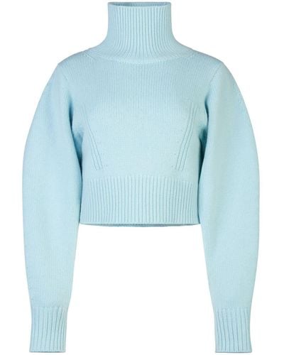 Nina Ricci Cropped-Pullover mit Stehkragen - Blau