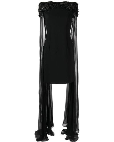 Jenny Packham Jenna Bead-embellished Draped Minidress - Black