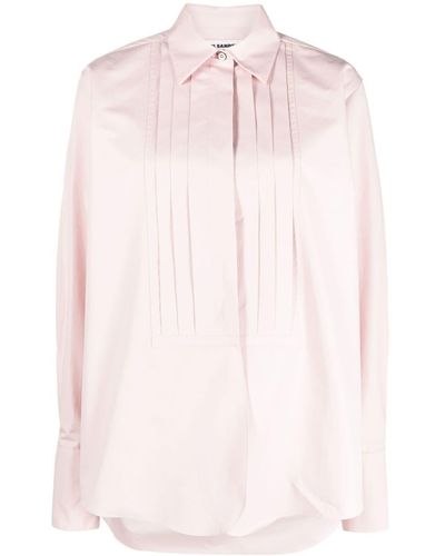 Jil Sander Pleated Cotton Shirt - Pink