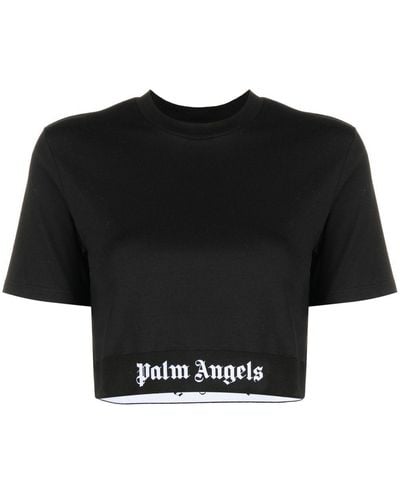Palm Angels Top corto con banda del logo - Negro