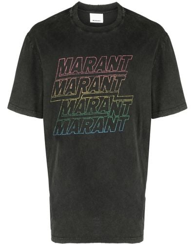 Isabel Marant Logo-print Organic-cotton T-shirt - Black