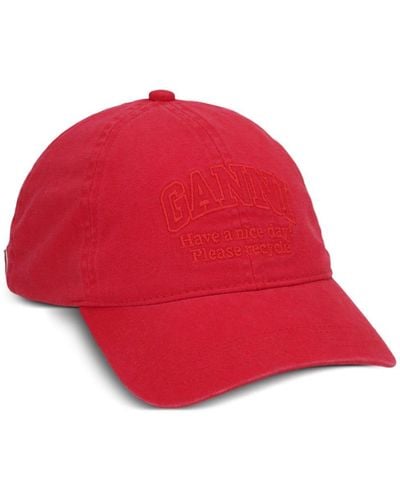 Ganni Baseballkappe mit Logo-Stickerei - Rot