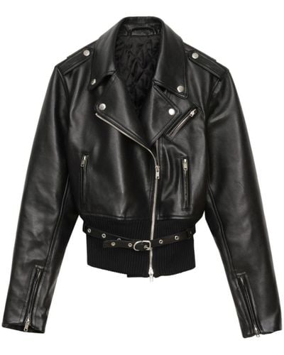 3.1 Phillip Lim Belted Leather Biker Jacket - Black