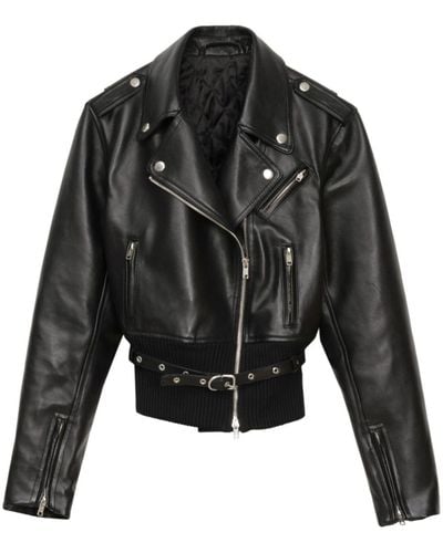 3.1 Phillip Lim Chaqueta biker con cinturón - Negro