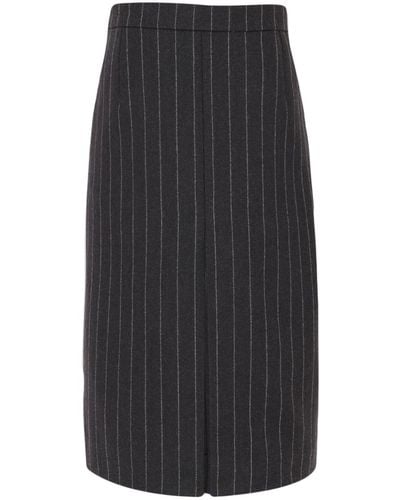 Saint Laurent Pinstriped Pencil Skirt - Black