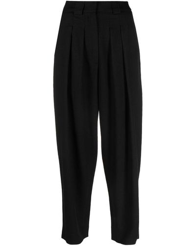 FRAME Pleated High-waisted Trousers - Black