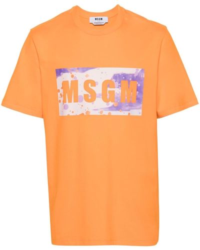 MSGM Camiseta con logo estampado - Naranja