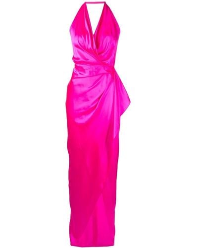 Michelle Mason Gathered-detail Backless Gown - Pink