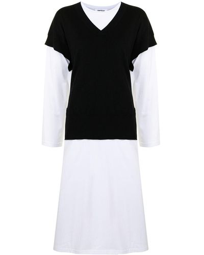 Enfold Long-sleeved Paneled Dress - White