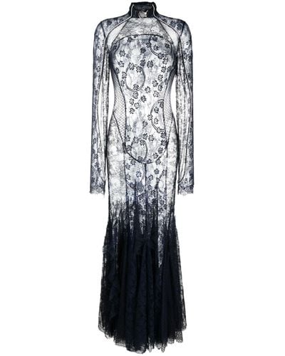 Off-White c/o Virgil Abloh Abendkleid aus Blumenspitze - Blau