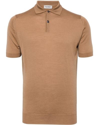 John Smedley Wool Polo Shirt - Brown