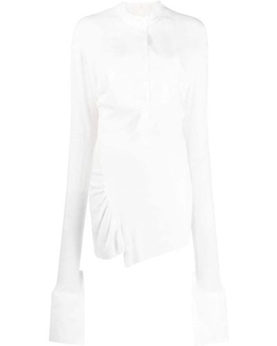 Marc Le Bihan Popeline-Hemd mit gestricktem Einsatz - Weiß