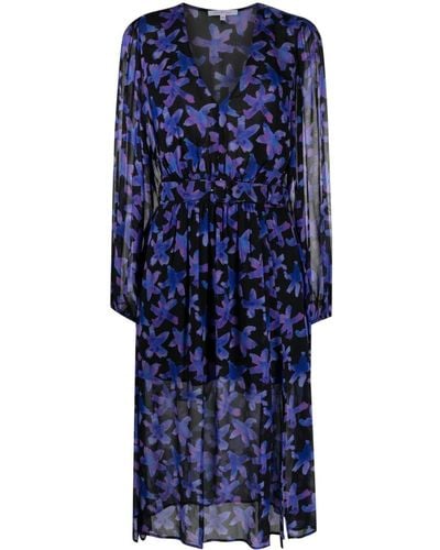 Patrizia Pepe Starfish-print Belted Dress - Blue
