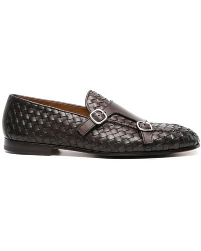 Doucal's Interwoven Leather Monk Shoes - Gray
