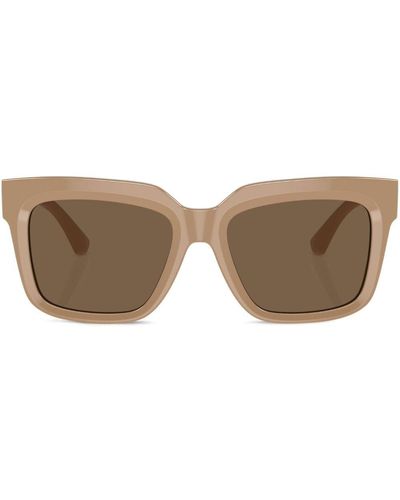 Burberry Monogram-plaque Wayfarer Sunglasses - Brown