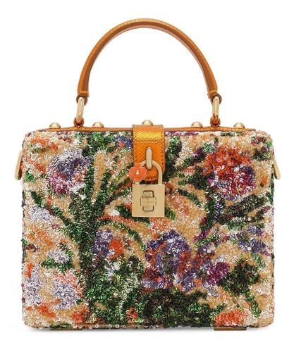 Dolce & Gabbana Dolce Box Sequin-embellished Tote Bag - Orange