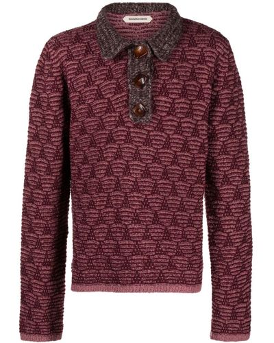 NAMACHEKO Jacquard-knit Polo Shirt - Brown