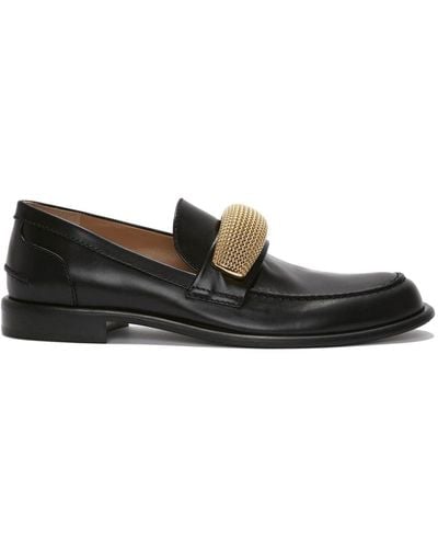 JW Anderson Appliqué-detail Leather Loafers - Black