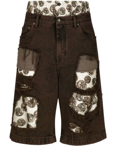 Dolce & Gabbana Pantalones vaqueros cortos rasgados - Negro