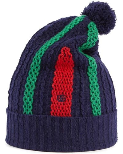 Gucci Pom-pom Wool Beanie Hat - Red