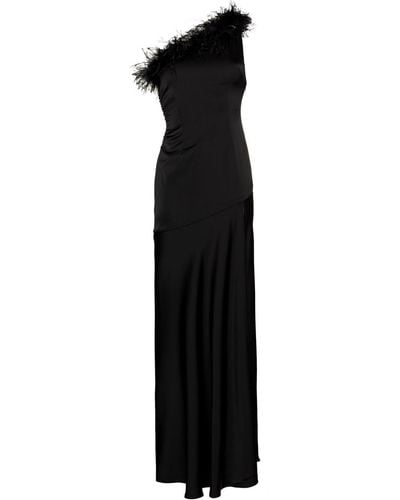 De La Vali Finca Feather-trimmed Gown - Black