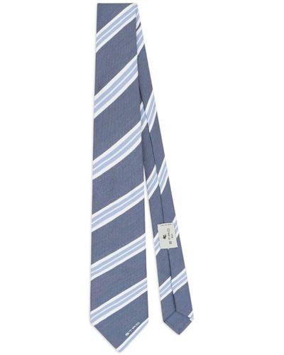 Etro Cravate en soie mélangée à rayures - Bleu