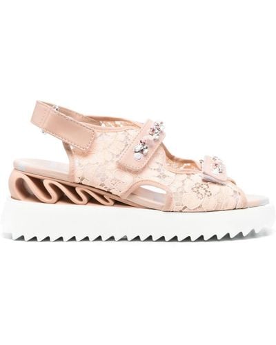 Le Silla Gem-embellished laced sandals - Rose
